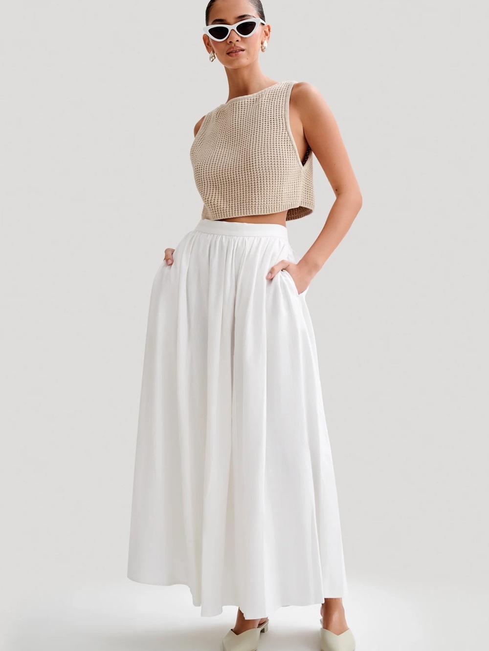 Meshki Linen A-Line Maxi Skirt